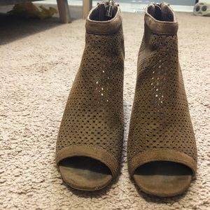 Brown peep toe booties